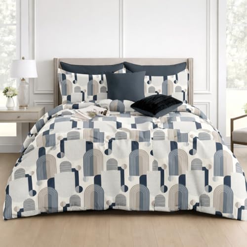 Image of DECOR2ADMIRE 300 Thread Count Cotton Floral Bedsheet Set | Soft Luxury Bed Sheet with 2 Pillow Covers | Breathable Bedding for Bedroom (Double King 90 inch x 100 inch) (Minimal Arch Design)