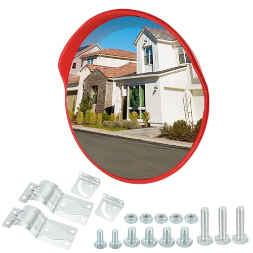 PATIKIL Security Mirror, 29.5 Inch PC Convex Mirror Traffic Garage Corner Mirror Adjustable Wide Angle View for Garage Warehouse Mall Home Office Outdoor