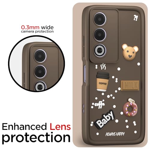 Image of Pikkme Back Cover for Oppo A3 Pro 5G | Cute Fun Cartoon 3D Bear Silicone Full Body Protection Bumper Cover (Brown)