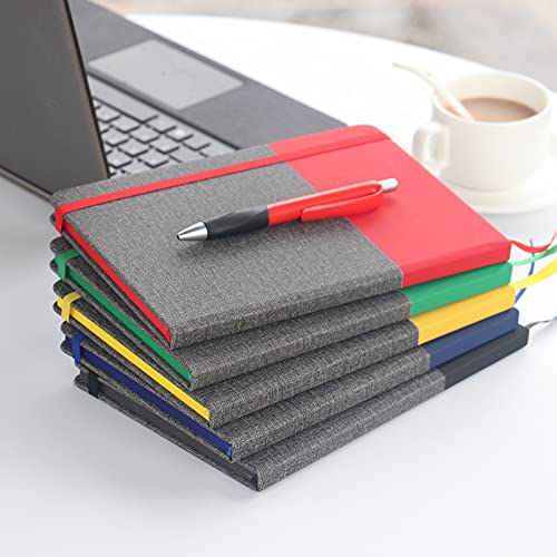 TwoTone-Classic-Ruled-Hard-Cover-Journal-Notebook-Medium-A55783160pages-Lined-Ivory-PapersColorful-PolyurethaneGrey-Fabric-Textured-PU-LeatherDaily-journalingWriting-and-Sketching