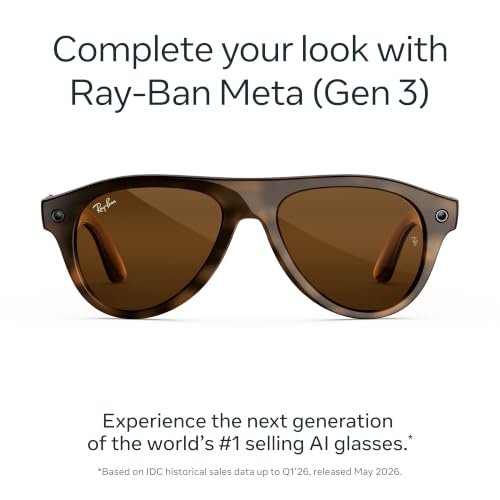 Image of Meta Ray-Ban (Gen 3) Aviator, Havana, Brown Lenses, AI Glasses with Camera for Men, Women