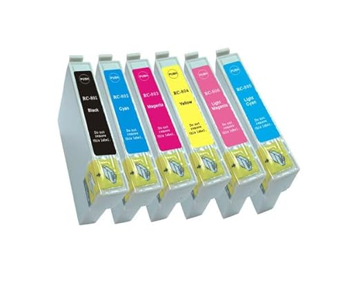 Pulpo Cartucho - Pack de 6 Cartuchos T0807 Compatible con Epson T0801/2/3/4/5/6 / Ref. C13T08074011 - Valido para Impresoras Stylus Photo PX650/660/700/710/720/810/820|R265/276/360/685|RX560/585/685