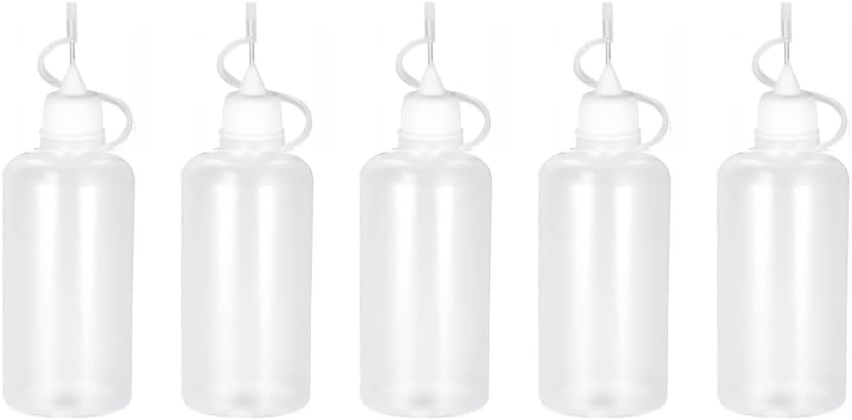 5 x Empty Plastic Squeezable Liquid Dropper Filling Bottles E-Juice Quiling Oil Needle Tip LDPE (White, 50ml)