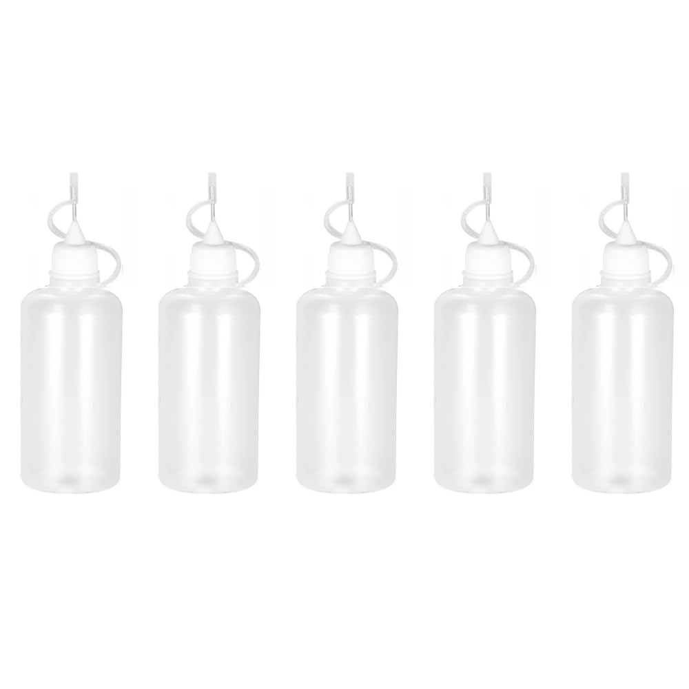 Wizard Vapes 5 x Empty Plastic Squeezable Liquid Dropper Filling Bottles E-Juice Quiling Oil Needle Tip LDPE (White, 50ml)