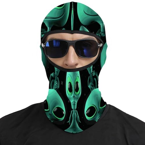 Mascarilla térmica estilo pasamontañas para hombre y mujer con estampado de aliens, ideal para clima frío, motociclismo y deportes de invierno miniatura 3