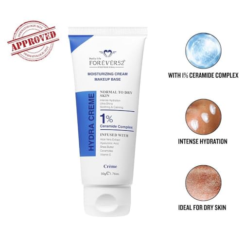 Image of Daily Life Forever52 Hydra Creme Moisturizing Cream + Makeup Base with 1% Ceramide Complex | Hydrating Primer with Hyaluronic Acid, Shea Butter & Vitamin E | Smooth Base for Normal to Dry Skin | 50 g