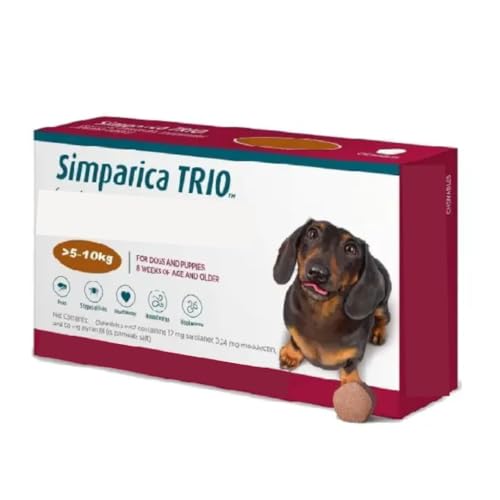 Image of (OG) Trio S Spectrum SIM PARICA Chewable Tablets for Medium Dogs 10-20kg, Monthly Use, Pack of 3 (5-10KG)