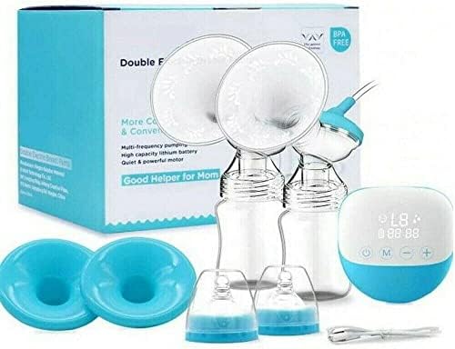 Double Wearable Breast Pump, 5 Modes & 9 Levels, Mirror LED Display, Portable Anti-Backflow, Low Noise, and Painless Breastfeeding, Rechargeable Milk Extractor for Home and Travel