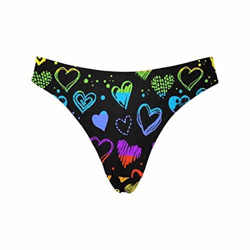 Interestprint Neon Heart Pattern Women's Low Rise Panties Stretchy G-String Underwear Xs #TOP2
