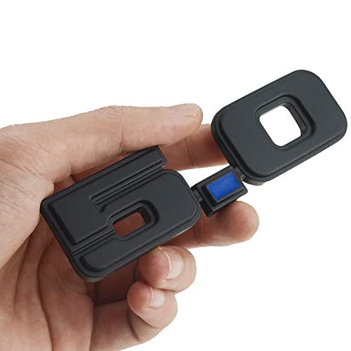 Image of 2Pc 5.0 Emblem Liter Door 3D Fender Side Adhesive Badge Plate Right Left Sticker Replacement for 1979-1993 150 (Black Blue)