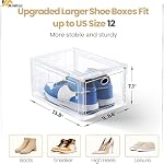 12 Pack Clear Shoe Storage, Stackable Shoe Organizer, Shoe Boxes for Closet - Image 3