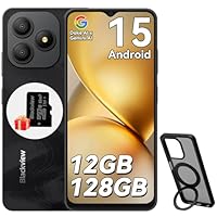 Blackview Wave 9C Handy Ohne Vertrag Android 15, 12GB+128GB/2TB TF, 6.56, 5000mAh Smartphone Ohne Vertrag Günstig, IP54, 13MP+8MP, Fingerabdruck/GPS/OTG/ 32GB TF Karte/Ring-Halter Handyhülle