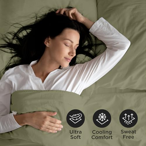 Image of ROYALE LINENS 4 Piece Queen Sheets Set - Soft Brushed 1800 Microfiber Bedding - 1 Fitted, 1 Flat Sheet, 2 Pillow Cases - Wrinkle Free & Fade Resistant - Hotel Luxury Bed Sheets (Sage Green, Queen)