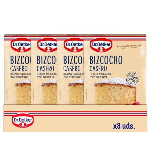 DR. OETKER - Bizcocho Casero Pack 8 Uds x 340 g, Sabor Fresco y Natural, Incluye Sobre con Azúcar Glas, Toque a Vainilla, para Repostería y Pastelería, Preparación Fácil y Rápida