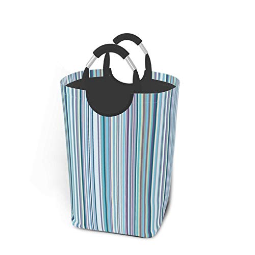 Wäschesack,Gestreifter blauer lila geometrischer Druck,Großer faltbarer Wäschekorb,zusammenklappbarer Wäschekorb,zusammenklappbarer