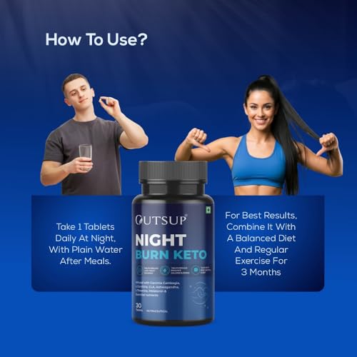 Image of Outsup Night Burn Keto | Fat Burner During Sleep | Reduce Stress & Improve Sleep with Garcinia Cambogia, L-Carnitine & Melatonin | Weight Loss Products for Women and Men | 30 Tablets (Pack of 1)