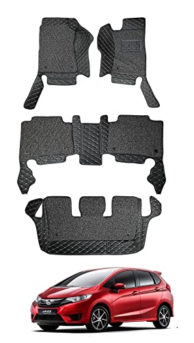 Image of Auto Hub Premium 7D car mat Jazz New, Luxury Double-Stich 7d Car Floor Mat Complete Set, 100% Waterproof and Washable, Color : Black