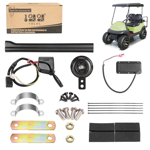 10L0L Golf Cart Turn Signal Kit with Horn Button Blinker Switch Brake Light Pad Switch Only Fits Light Kit with 9-Pin Plug Upgrade Wiring Harness - 12V Operation