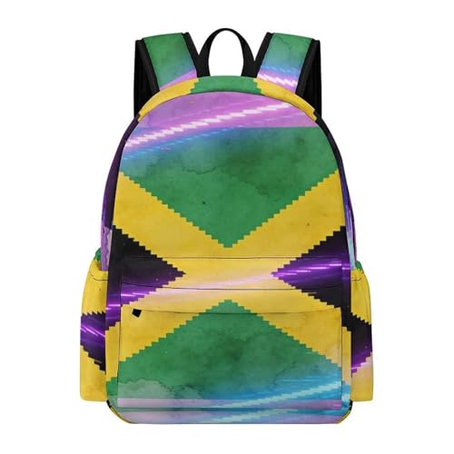 Sac à dos pour ordinateur portable motif drapeau jamaïcain fluo unisexe