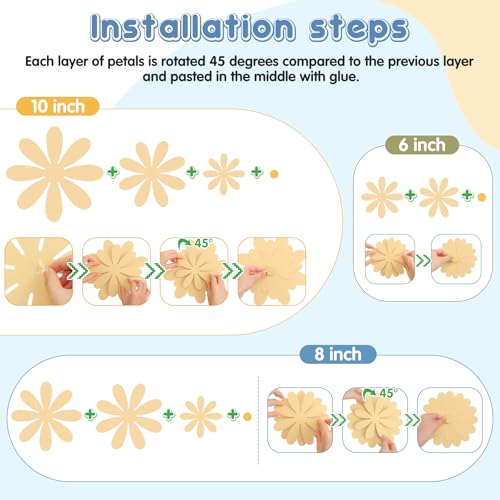 Image of MotiMind 18 Pcs Paper Flowers Decorations for Wall DIY Flower Bulletin Board 3D Paper Floral Backdrop Decoration for Photo Backdrop Classroom Back to School Party(Fresh Color,6 inch 8 inch 10 inch)