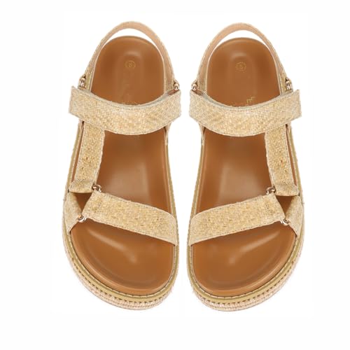 Image of Platform Sandals -Casual Espadrilles platform sandles- Open Toe Comfortable Summer Flatform platform wedge sandals women-Straw Beach Ankle Strap Shoes 2025