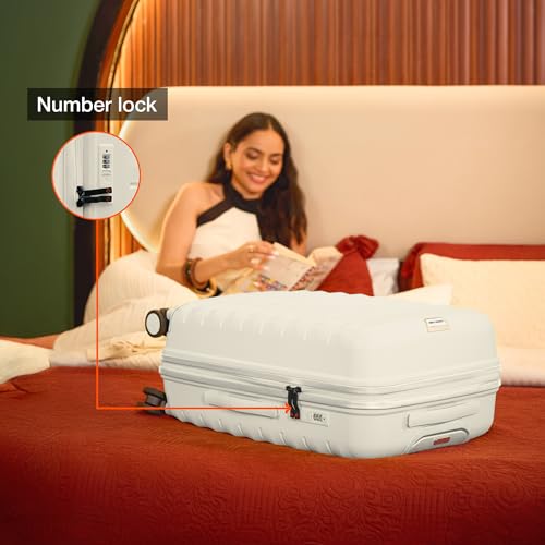 Image of Nasher Miles Vienna Hard-Sided Spinner Polypropylene Luggage Set of 2 White Cream Trolley Bags (55 & 65 cm)
