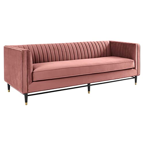 Modway Devote Channel Tufted Performance Velvet, Sofa, Dusty Rose #TOP24