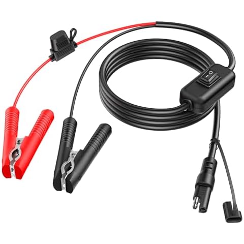 EXTRACTME 10FT 16AWG SAE Battery Connector Wire Harness, 12V Alligator Clips Weatherproof On/Off Switch, Ideal for Lawn Sprayers, Garden Spreaders, ATVs & UTVs (with 10A Fuse) Cover