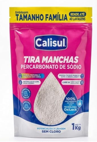 Percarbonato de Sódio 1kg em Pó, Tira Manchas Sem Cloro, Oxigênio...