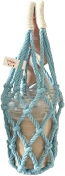 Aesthetic Water Bottle Strap Crochet Bottle Bag Handmade Water Holder Carrier Bag for Hiking Blue-2