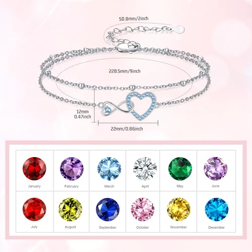 Image of Anklet for Women 925 Sterling Silver Double Infinity Ankle Bracelet Waterproof Summer Jewelry Anniversary Birthday Gifts for Her