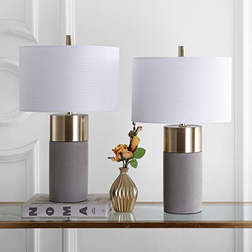 Safavieh Lighting Collection Oliver Modern Contemporary Farmhouse Grey Concrete/ Gold Bedroom Living Room Home Office Desk Nightstand Table Lamp Set Of 2 (Led Bulbs Included) #TOP1