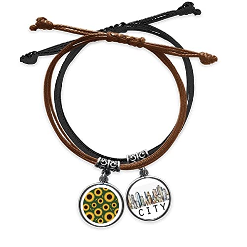 Bracelet fleur de tournesol corde main chaîne bracelet cuir