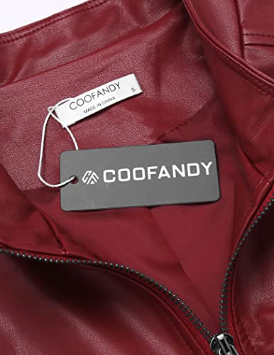 Coofandy Men's Casual Lightweight Leather Jacket Long Sleeve Stand Collar Faux Leather Coat Fall Winter Warm Outwear #TOP3