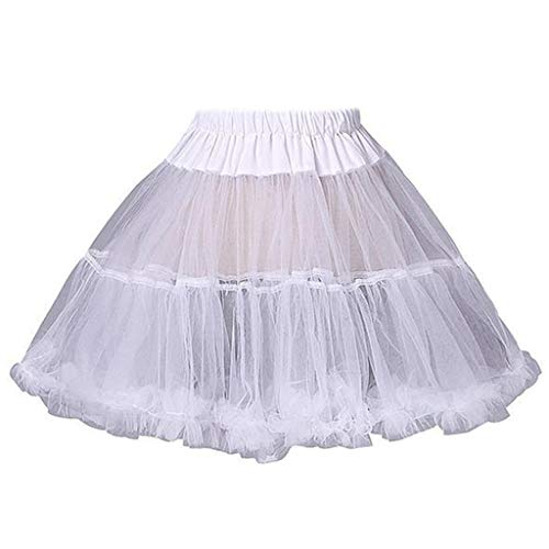 Women Girls Ruffled Short Petticoat Solid White Color Bubble Skirt P Tutu Skirt