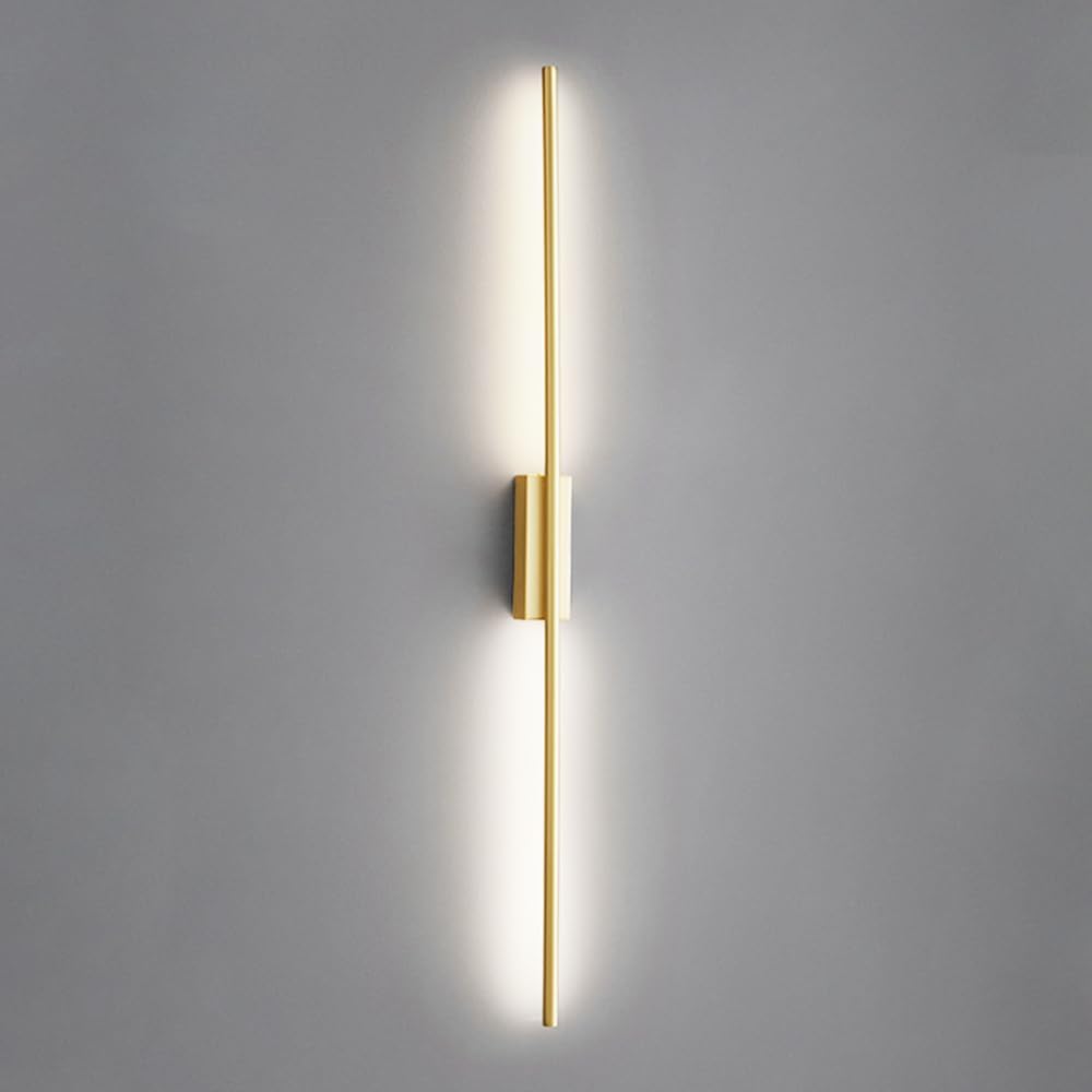 Applique Murale Linéaire En Laiton, Applique Murale Led Moderne, Applique Murale À Tube Long En Cuivre Ultra-Mince Avec Abat-Jour En Acrylique, Appliques Murales À Bande, Appliques Murales De