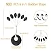900PCS 6 in 1 Rubber Bobber Stops Tough Tear-resistant Bobber Stopper Tight Slip-proof Stops fot Fishing Line L M and S Size Universal Tackle for Freshwater Saltwater Anglers Float Stop Kit (Black)