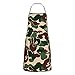 Kamuflaż zielony nadruk szefowie kuchni fartuchy dla kobiet, fartuch na szyję z kieszenią, fartuchy kuchenne do gotowania pieczenia ogrodnictwa, unisex