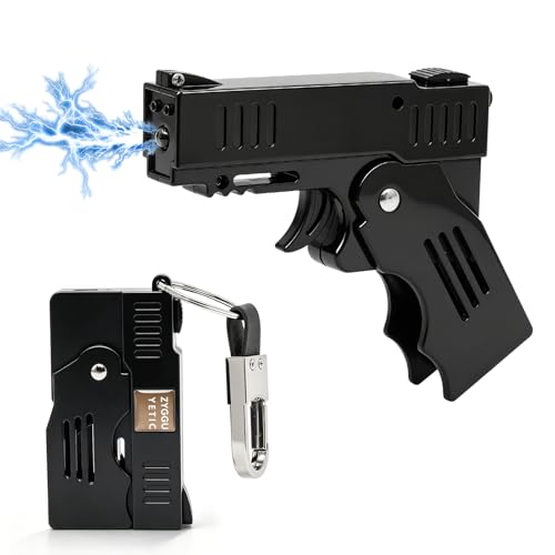 ZYGGUYETIC Foldable Stun Gun with Keychain,LED Flashlight and Rechargeable