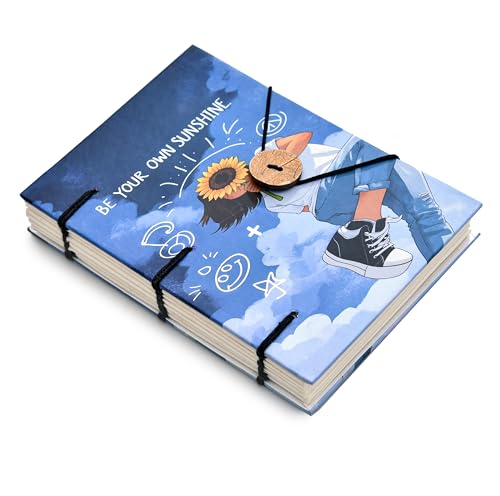 Image of Handmade Motivational Diary | ?Be Your Own Sunshine? Quote Journal with 125 GSM Recycled Paper & Wooden Button Lock (7x5 Inch)