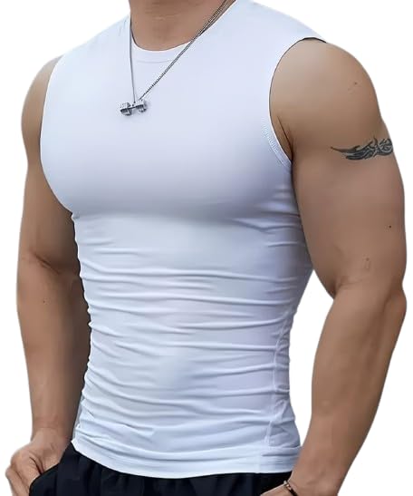 Men's Sleeveless Solid Tank Top, 100% Cotton Round Neck Vest, Lightweight Breathable Gym T-Shirt for Workout, Running, Casual Wear-picture-17