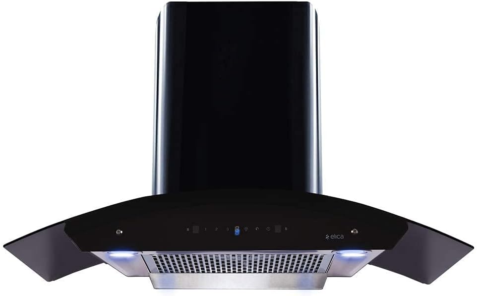 Elica 90 cm 1200 m3/hr Filterless Auto Clean Chimney (WDFL HAC TOUCH 90 MS, Touch + Motion Sensor Control, Black)