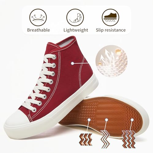Image of Uoidru High Top Sneakers for Women Canvas Shoes White Canvas High Tops Women Casual Shoes Lace Up Fashion Sneakers
