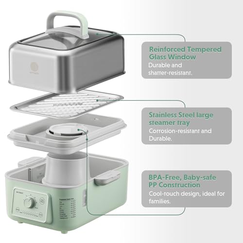 Image of BUYDEEM G52 5.3Qt Electric Food Steamer for Cooking, Cozy Greenish