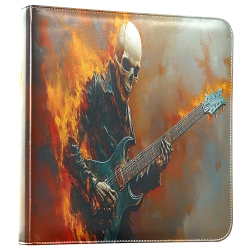 Álbum de fotos con adhesivo DIY Scrapbook álbum piel PU diseño calavera con guitarra, 3 anillos, 40 páginas, 8x10 pulgadas para recuerdos miniatura 1
