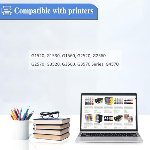 GI51 Ink Cartridges Compatible with Canon Pixma GI-51 Ink Bottle Multipack for Pixma G1520 G1530 G1560 G2520 G2560 G2570 G3520 G3560 G4570 G5050 G6050 G7050 GM2050 GM4050 (4-Pack BK/C/M/Y) - Image 2