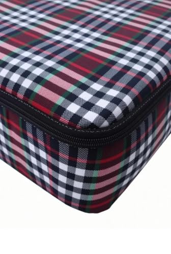 Image of Mattress Cover with Zipper Closure, 72x48x6 Inch (4x6 Foot), Multicolour Checkered