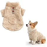 Suéter para perros pequeños - Suéter de invierno suave con anillo en D, para arnés, correa, clima frío, ropa para mascotas, ropa transpirable para cachorros para gatos y perros (caqui, M)