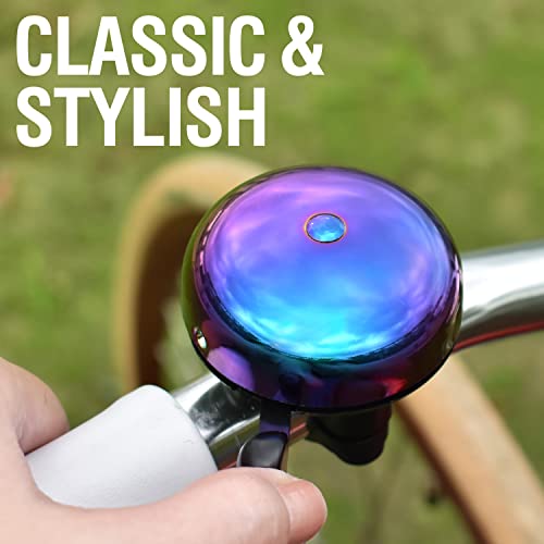 Marque Bike Bell For Adults & Kids – Nice, Loud, Crisp Ding Sound Bicycle Bell–Must Have Bicycle Accessories For Mountain Mtb, Beach Cruiser, Commuter, Kids Bike–Easy Install On Handlebar (Oil Slick) #TOP5