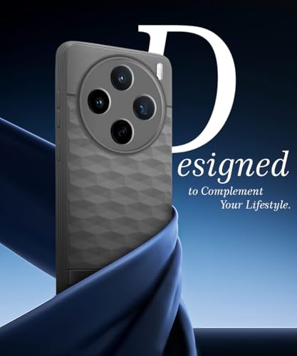 Image of WOW IMAGINE Back Cover for Vivo X200T 5G with Hexa Cube Design | Ultra Slim Soft Rubberised Case | Inner Velvet Fabric | Flexible Mobile Case | Camera Protection - Grey